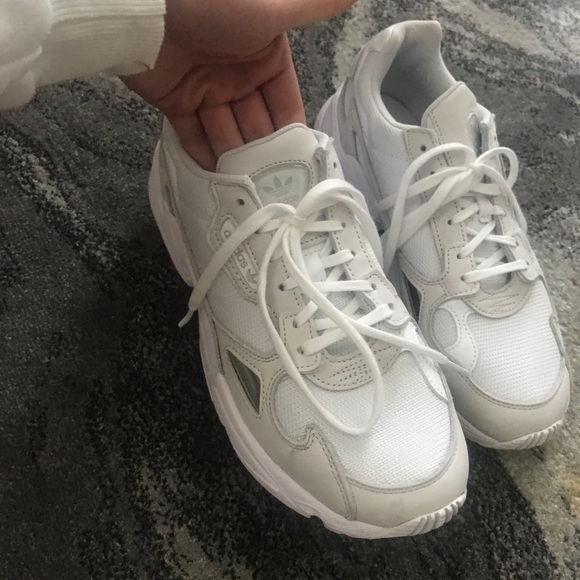 adidas triple white falcon sneakers